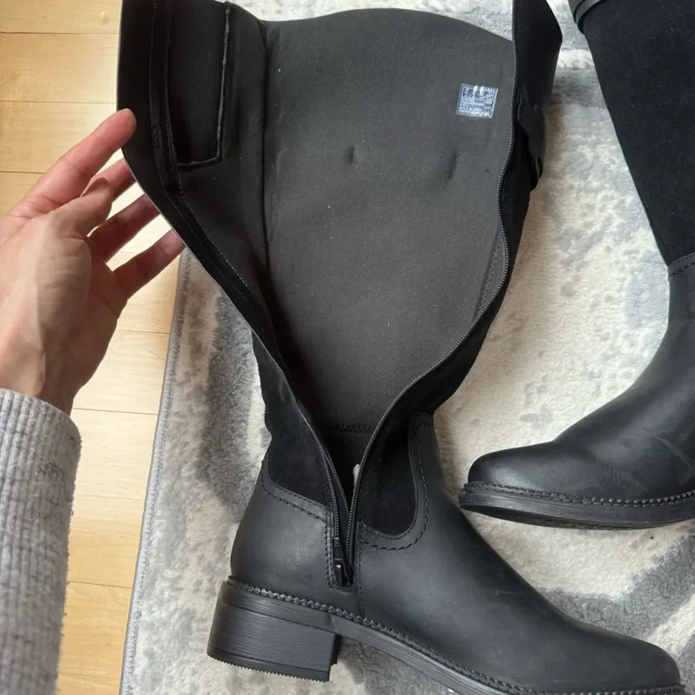 Clark’s Maye Carly Tall-Shaft Boot Leather Boots In Black 6 NWT
